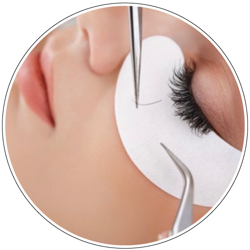 Woman receiving eyelash extensions 